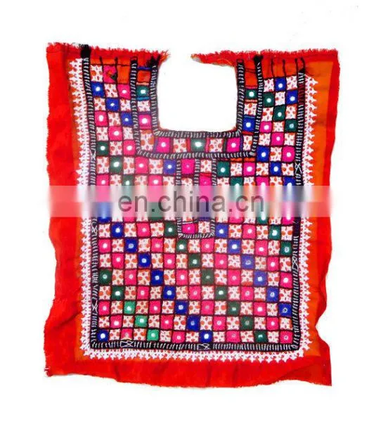 IIndian Vintage Handmade Neck Yoke Thread With Mirror ,Embroidery Work Applique Patch Sewing Craft.Big Vintage Banjara Neck Yoke photo-5