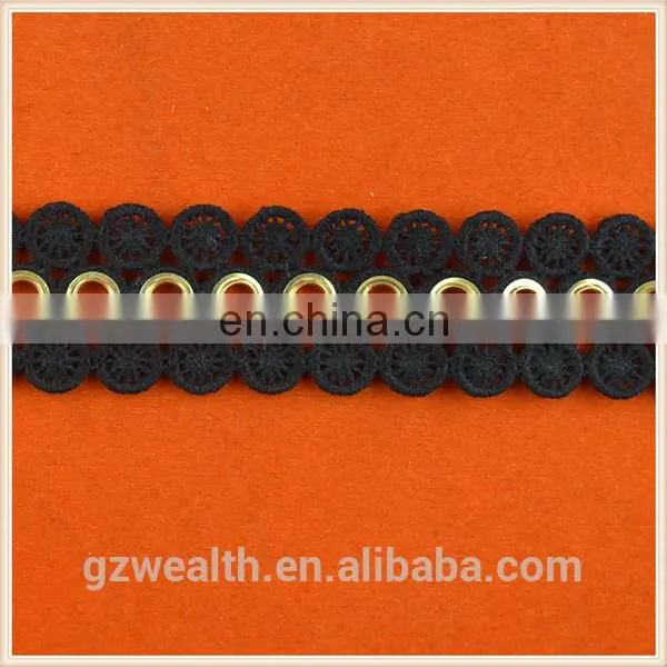 Fashion Design Polyester Lace Trim With Eyelets for Garment Trims photo-5