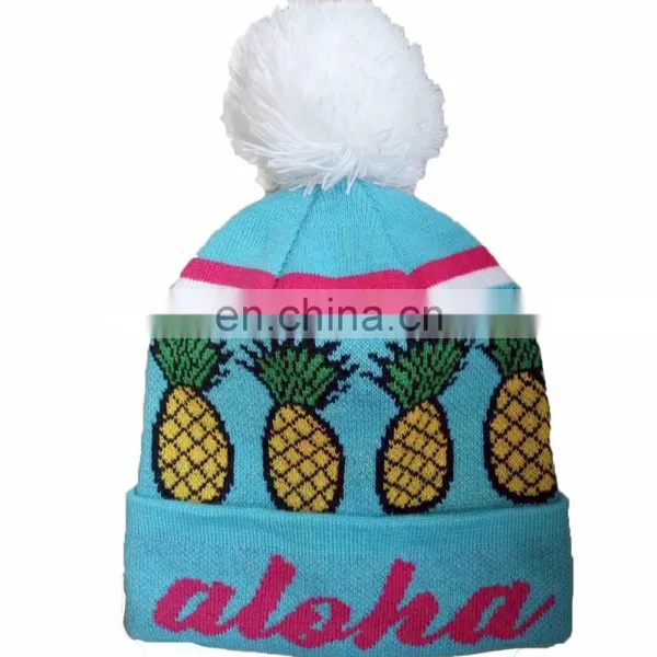 Custom Knit Weave Figure Baby Beanie With Pom Pom photo-3