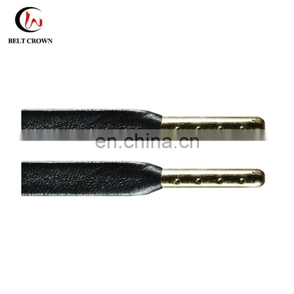 Luxury Black Flat Boot Shoelace Genuine Leather Shoe Lace With Metal Tips photo-3