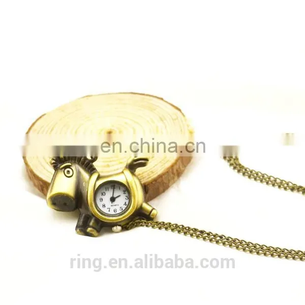 New Model Animal Hollow Horse Vintage Design Pocket Watch With Chain photo-2