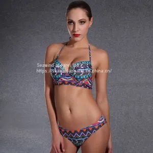 Sexy Mature Women Push Up Bikini, High Waist Two Piece Swimwear