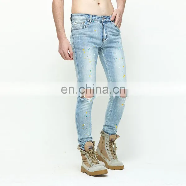 DiZNEW Printed Denim Jeans Manufacturers Wholesale Men Stretch Destroyed Jeans photo-3