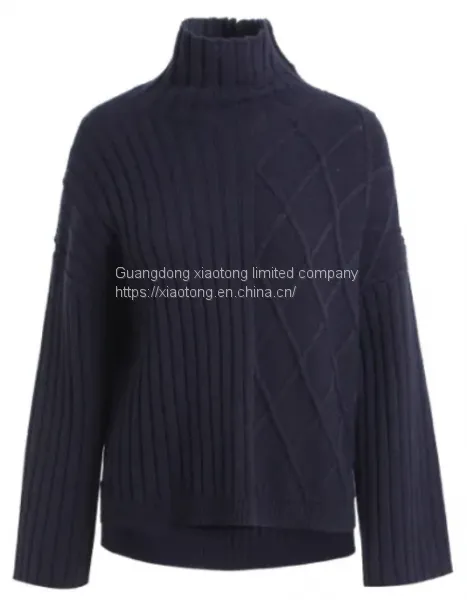 Fashion Women Clothing Winter Pullover Asymmetrical Knit Turndown Sweaters photo-3