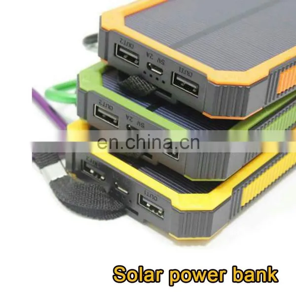 Amazon Hot Selling 8000mah, 10000mah External Solar Power Bank Waterproof Battery Charger Portable Charge photo-3