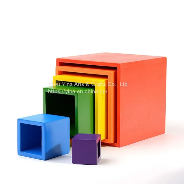 Samblocks Wooden Rainbow Stacking Nesting Boxes Toy