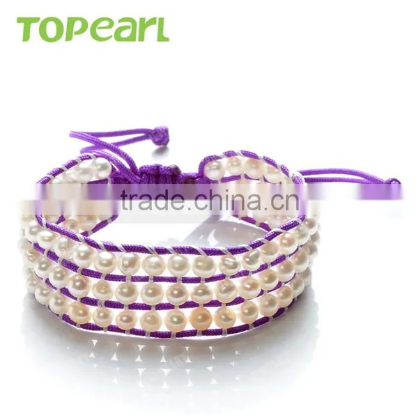 Topearl Jewelry Freshwater Pearl Bracelet Woven Wrap Bracelet Latest Design Bangle CLL173