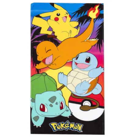 Wholesale Cartoon Pokemon Beach Towel, Pikachu Charmander Squirtle Bulbasaur