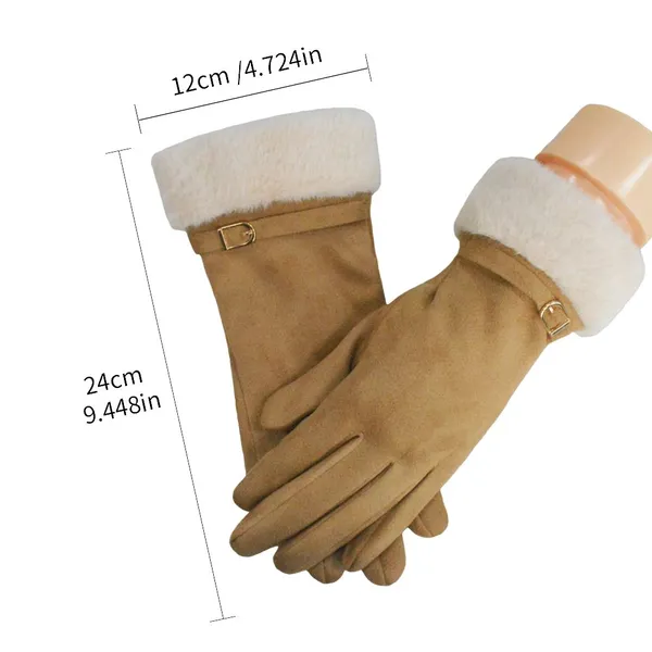 Wholesale Women Winter Gloves High Quality Cute Velvet With Faux Fur Cuffs Fashion Warm Gloves photo-2