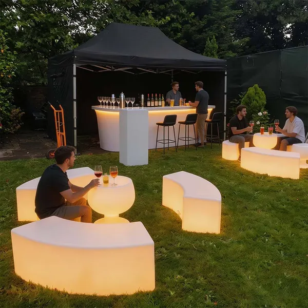 16-color Rustic Eco-Friendly Outdoor Glowing Curved Bench With IP65 Waterproof Rating for Dining Parties Wedding Table Sets photo-3