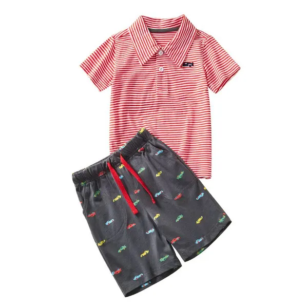 Boys' Striped Polo & Printed Shorts Set photo-2