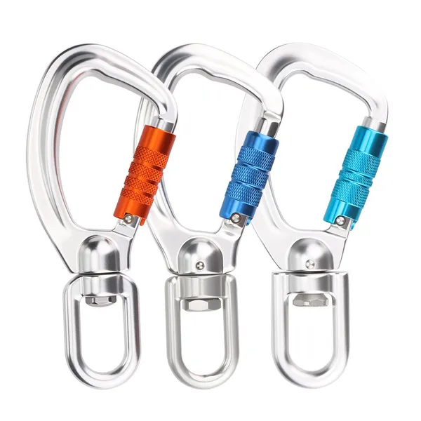 Customzied Swivel Carabiner Twist Locking Gate Carabiner Climbing Caratbiner Safety Buckle For Climbing Mounteering Rescure Aeril Work Ice Climbing