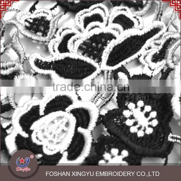 2016 Apparel Garment Accessories Black and White Cotton Crochet Indian Schiffli Embroidery Lace Fabric photo-2