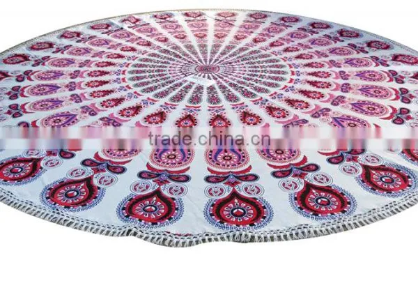 Round Mandala Tapestries Wall Hanging Ethnic Wall Art Cotton Round Table Cloth photo-2
