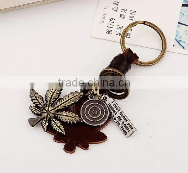 2015 Hot Sale Fashion Punk Men Boys Genuine Leather Keychains Promotional Gift photo-3