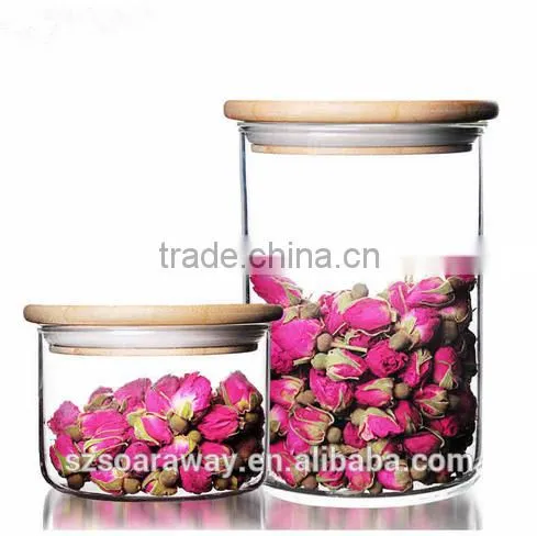 High-quality Bamboo Lid Borosilicate Glass Jar Clear Airtight Canister photo-6