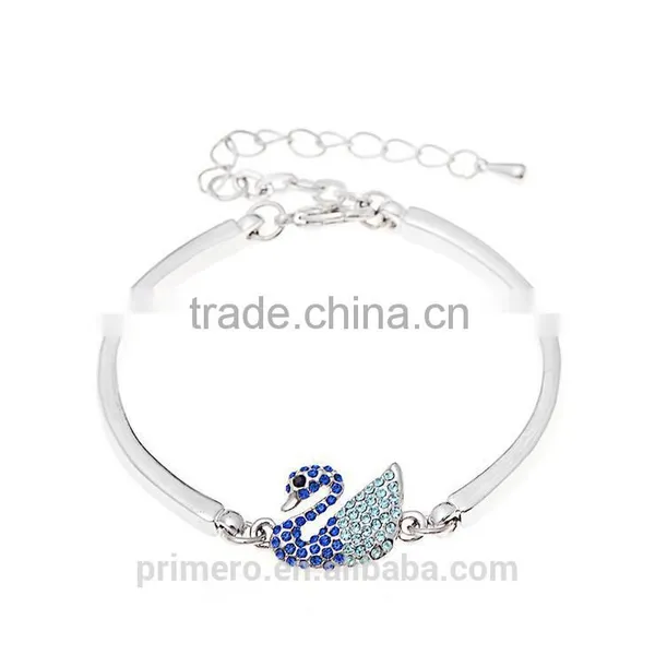 Fashion Women 18k Platinum Filled Clear Austrian Crystal Swan Bracelets Bangles Jewelry photo-3