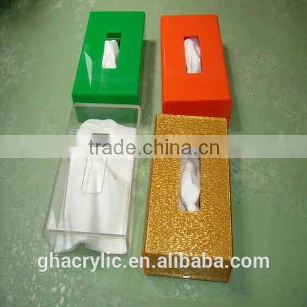 GH-RZ571 Acrylic Color Tissue Box Gold Cover Plexiglass Tissue Holder for Sale ,customized Acrylic Tissue Box Cover photo-2