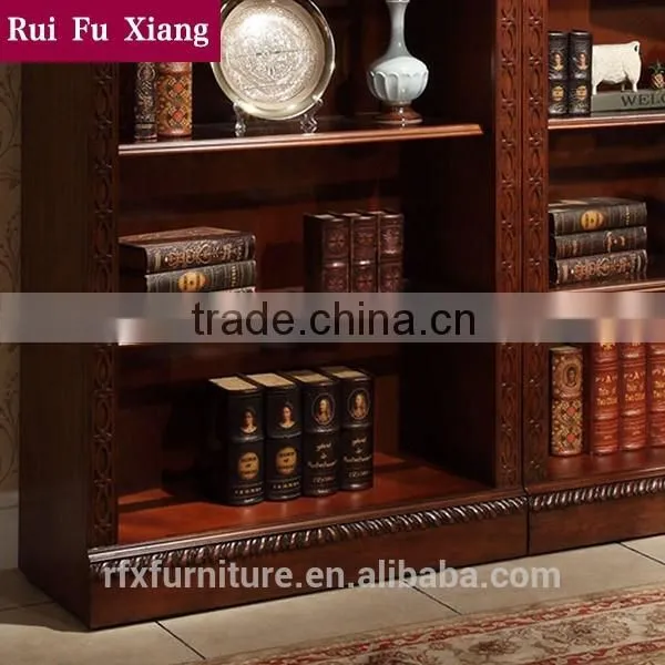 Rubber Wood Bookshelf Sideboard With Handmade Carving AI-206 photo-2