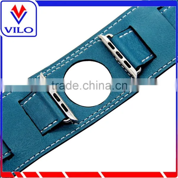 Genuine Cuff Leather Watch Band Strap With Classic Metal Buckle for Apple Watch 38mm 42mm photo-3