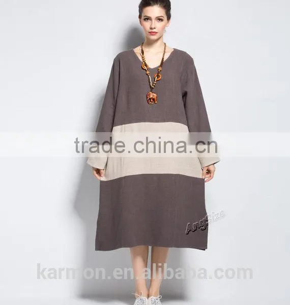 Linen Dress Plus Size Dress Spring Autumn Winter Dress photo-5