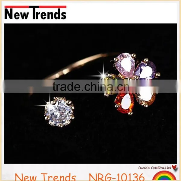 Rose Gold Plated Flower Design Zircon Engagement Ring photo-4