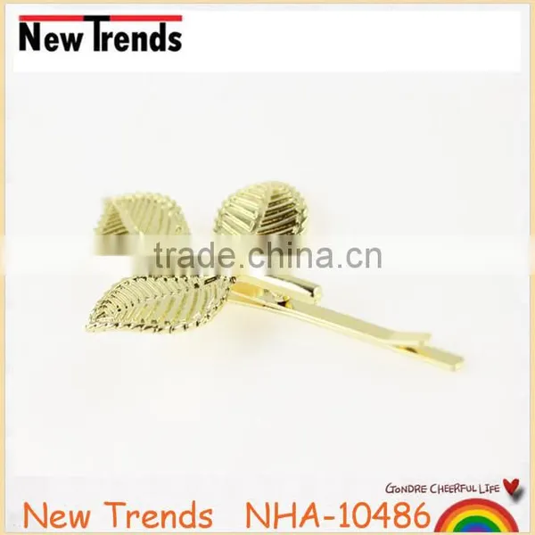 Factory Wholesale Metal Gold Leaf Hair Pin Hair Clip photo-3