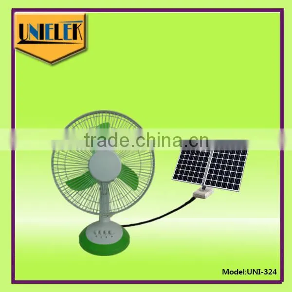 Mini Solar Power Home System 2000RPM Powerful Copper Motor Table 12 Volt Rechargable Fan