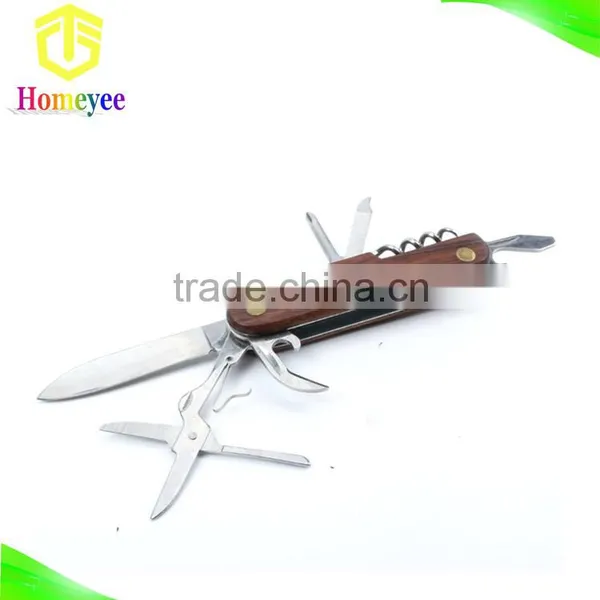 Multifunction Camping Stainless Steel Pocket Knife With Wood Handle photo-3
