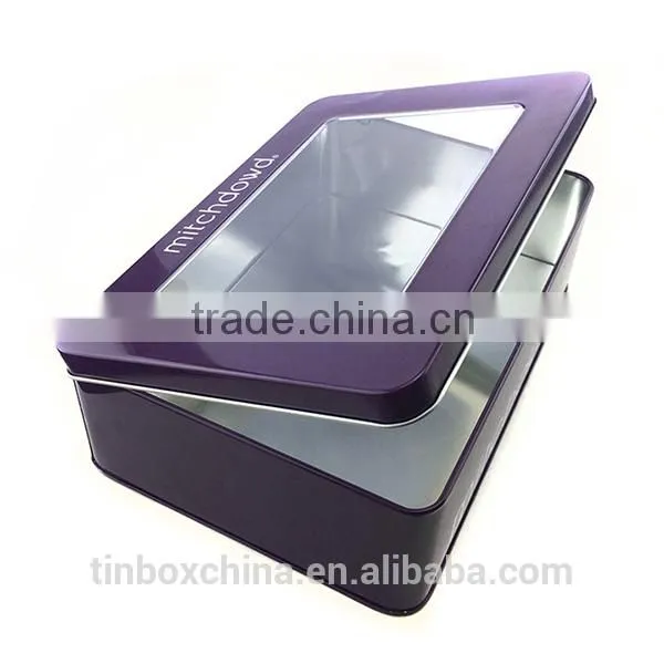 Metal Material Empty Gift Custom Rectangle Hinged Tin Window photo-3
