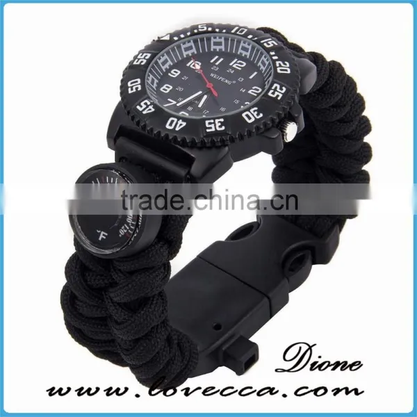 Multifuctional 6 in 1 Survival Paracord Bracelet Compass Watch Hiking Different Colors Outdoor Camping photo-2