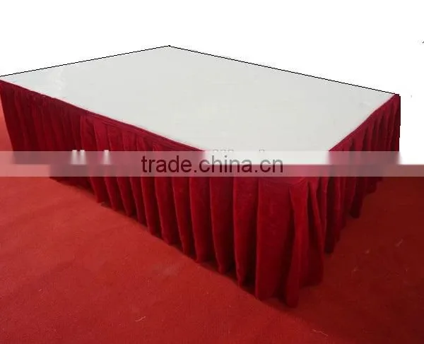 Polyester Suede Table Skirts Hotel Banquet Table Skirts Stage Skirts
