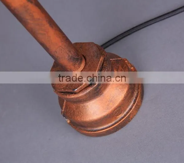 Industrial Steampunk Table Lamp Bare Bulb Desk Light Rusted Water Pipe Reading Light photo-3