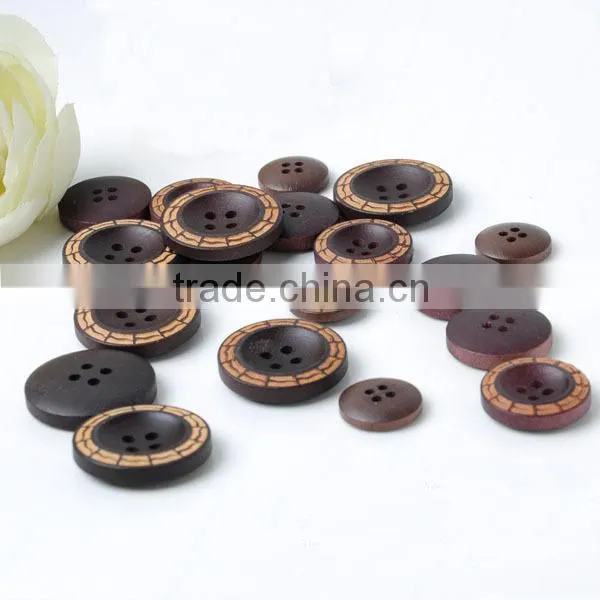 Laser Engraved 4 Holes Black Wooden Buttons for Garment photo-3