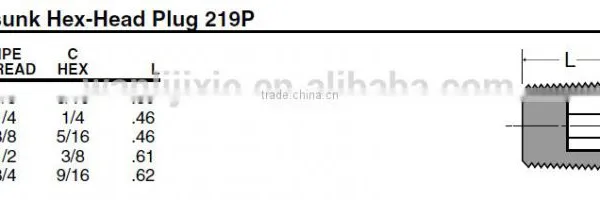 PF219 Countersunk Hex-Head Plug,Pipe Fitting,Brass Fitting, Control Valve photo-4