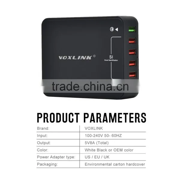 VOXLINK Fast Charging 40W 5V 8A Quick Charge 3.0 + Usb Type c Charger Adapter With 4 Usb Ports(US/UK/EU Optional)) photo-4
