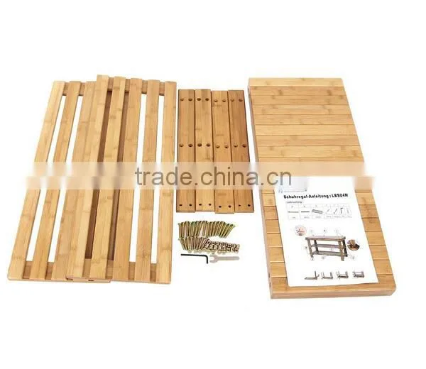 2 Tier Natural Bamboo Shoe Rack Bench Storage Organiser Holder 70 x 28 x 45cm photo-2