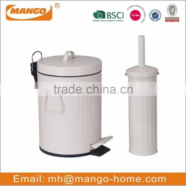 Colorful Metal Toilet Brush and Foot Pedal Trash Can photo-4