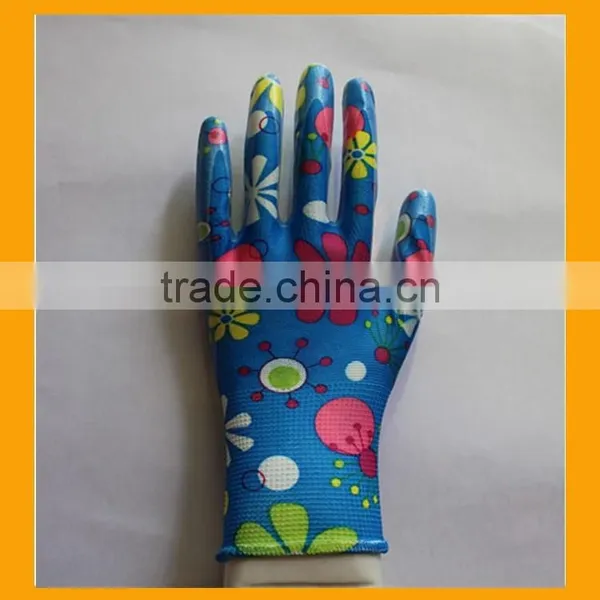 Women's Nitrile Garden Work Gloves Assorted Colors Flat Nitrile Coated Garden Glove photo-2