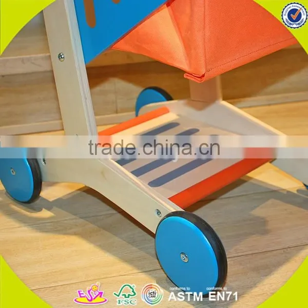 Wholesale Cheap Children Wooden Push Toy Shopping Cart Funny Kids Wooden Toy Shopping Cart W16E016-S photo-3