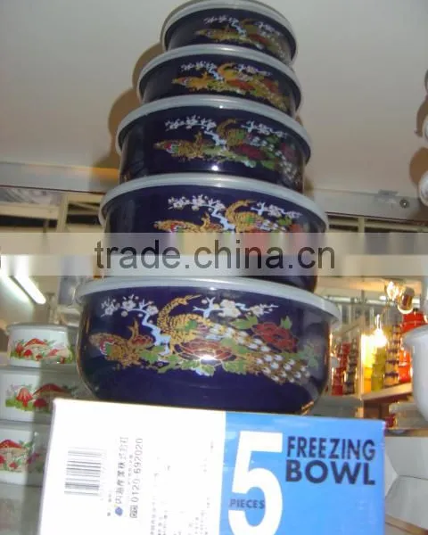 Hot Sale Enamel Storage Bowl Mixing Bowl Salad Bowl With PP Lid Food Container photo-3