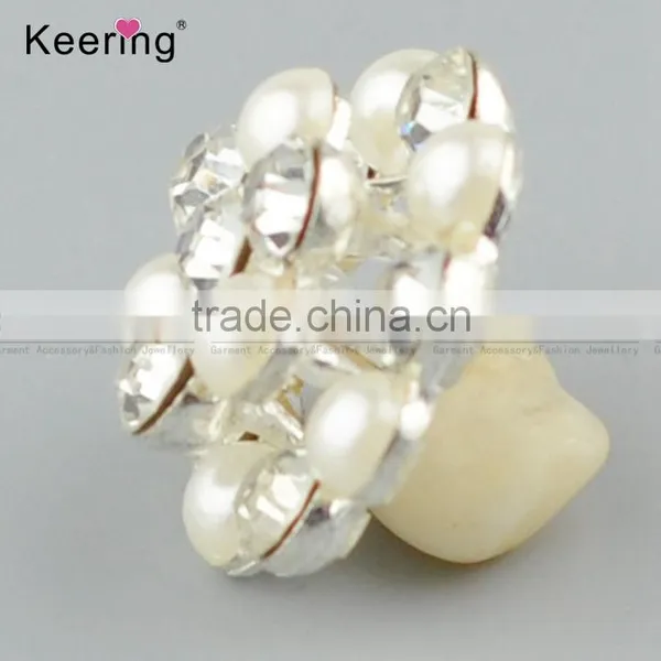 Vogue Hotsale Flower Rhinestone Pearl Button Pins for Garments WBK-1484 photo-5