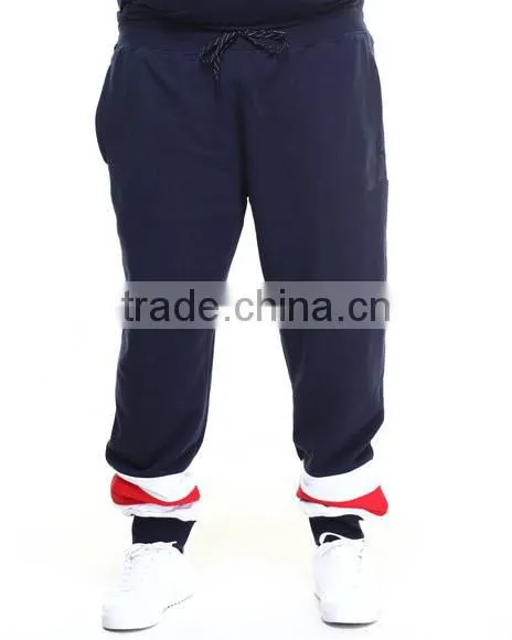 adjustment draw-strings waistline pants Pieced contrasting color block design Sweatpant plus size casual pant
