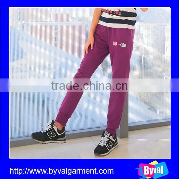 Hot Sale Fashion Custom Fleece 100% Cotton Plain Blank Elastic Waist Womens Pants Pattern photo-3