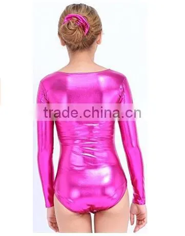 Girls' Dance Shiny Leotard Solid Color Ruffle Kids Flutter Sleeve Leotard photo-2