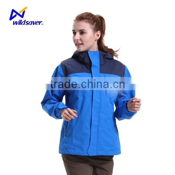 Hooded Blue Purple Nylon USB Charging Rain Jacket Custom Windbreaker photo-5