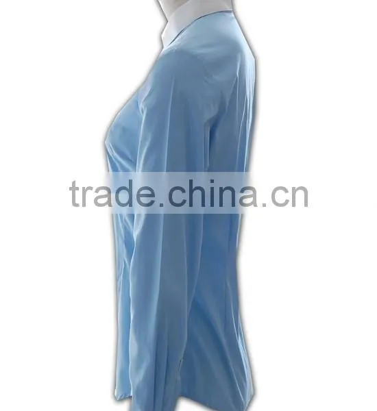 ISO 9001 Audit Factory Stiff Collar T/C Women Office Shirt photo-3