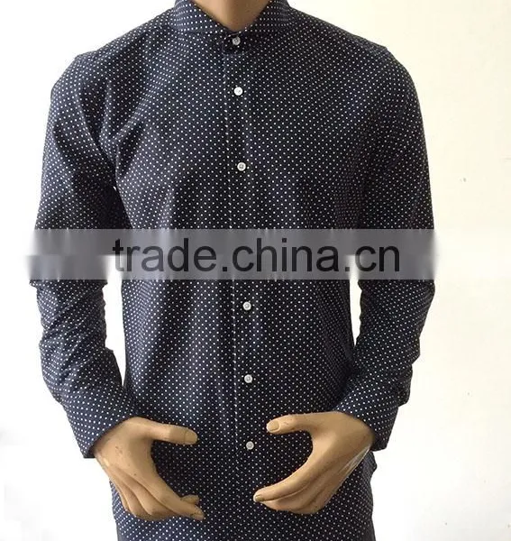 Latest Mens Dress Shirt Design Dark Blue Dots photo-3