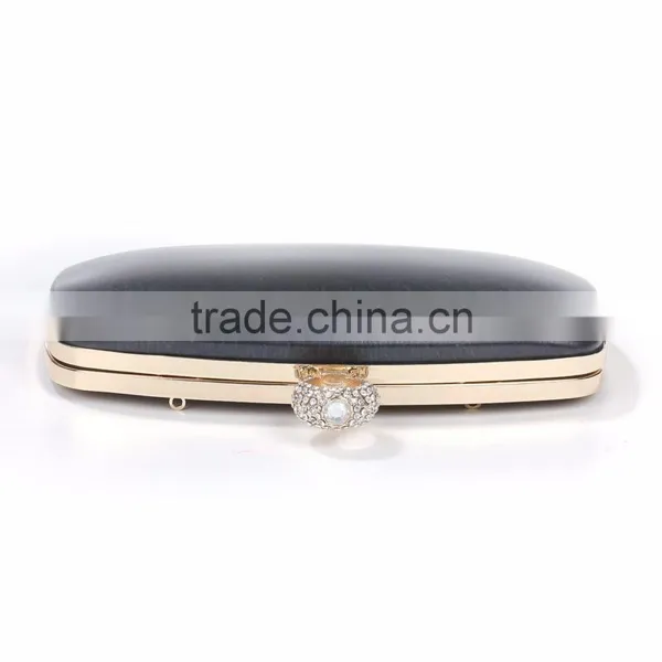 Iron Based Alloy Kiss Clasp Purse Frame Rectangle Clear Rhinestone Gold Plated 20.6cm(8 1/8") x 15cm(5 7/8"), 1 Piece photo-2