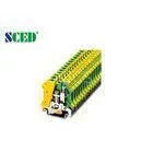 Yellow & Green 8.2mm Width Din Rail Terminal Blocks With Single Deck